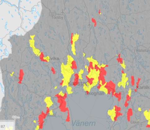 Områden i Värmland där det behövs åtgärder mot övergödning.