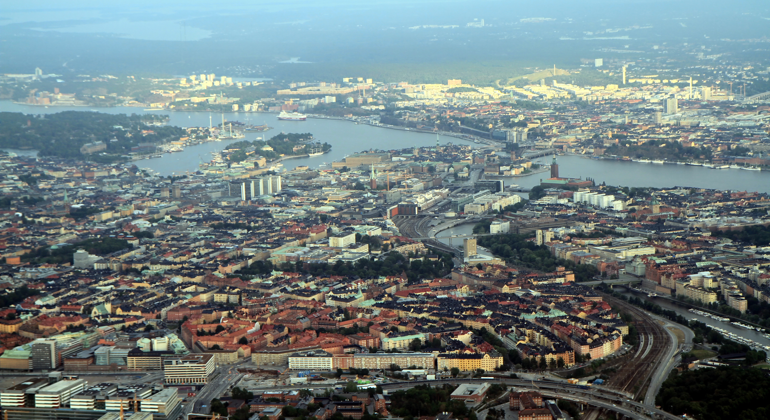 Flygbild över Stockholm.