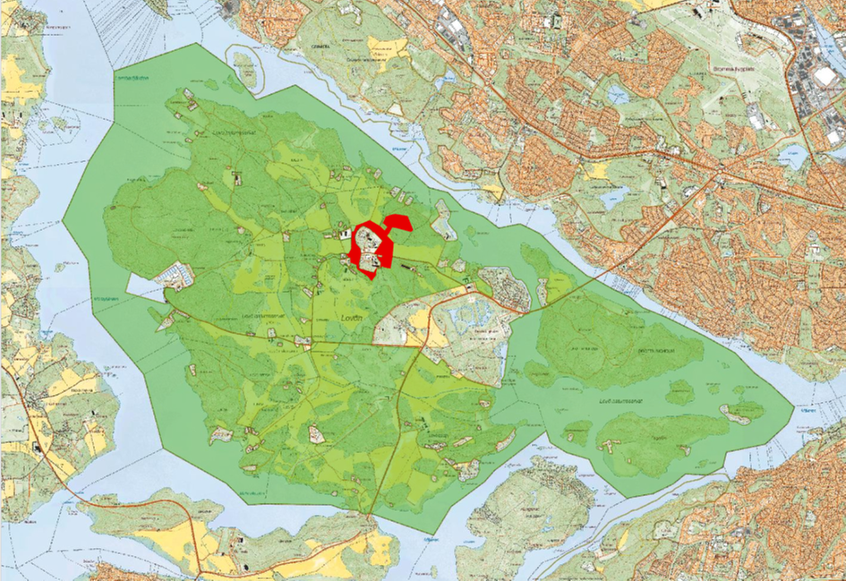 Karta över Lovö naturreservat